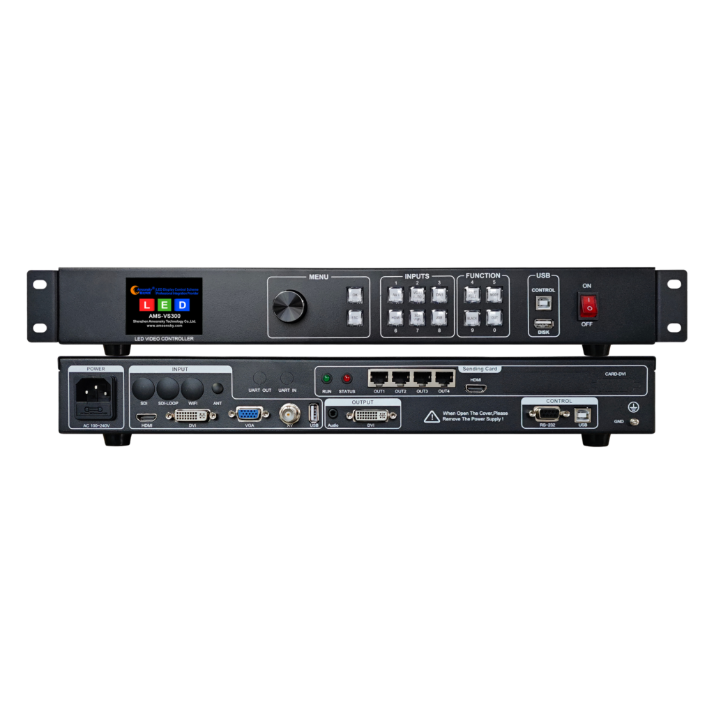 AMOONSKY AMS-VS300 LED video controller original front and rear panel views
