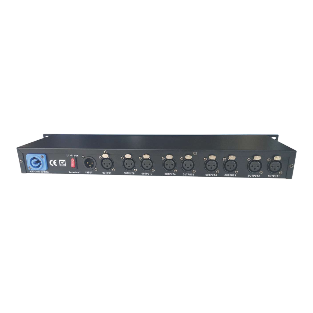 EAGLE LIGHT CA8802G 8-channel rear-mounted DMX signal splitter with RS-485 connector outputs