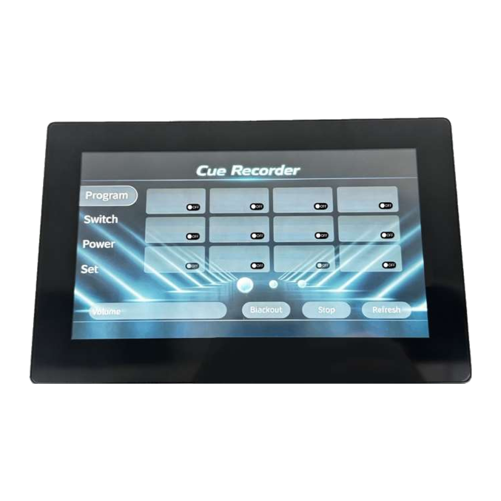 EAGLE LIGHT catalog model CM004I seven-inch smart touch screen front view, Cue Recorder interface