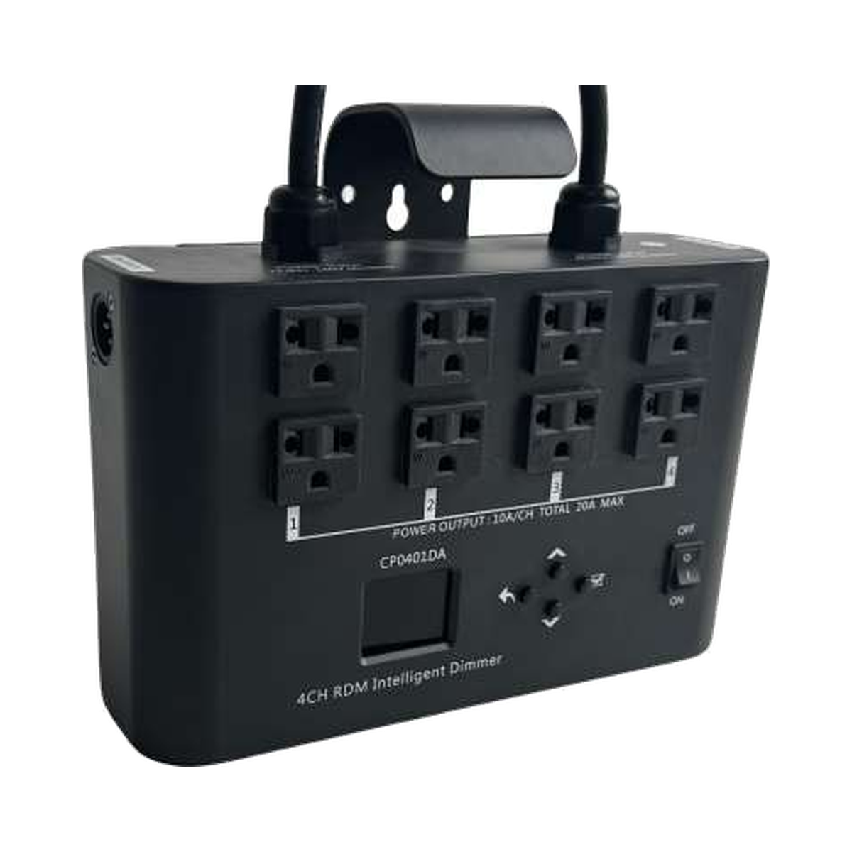 EAGLE LIGHT CP0401DA 4-channel RDM intelligent dimmer controller with multi-outlet front panel and carrying handle