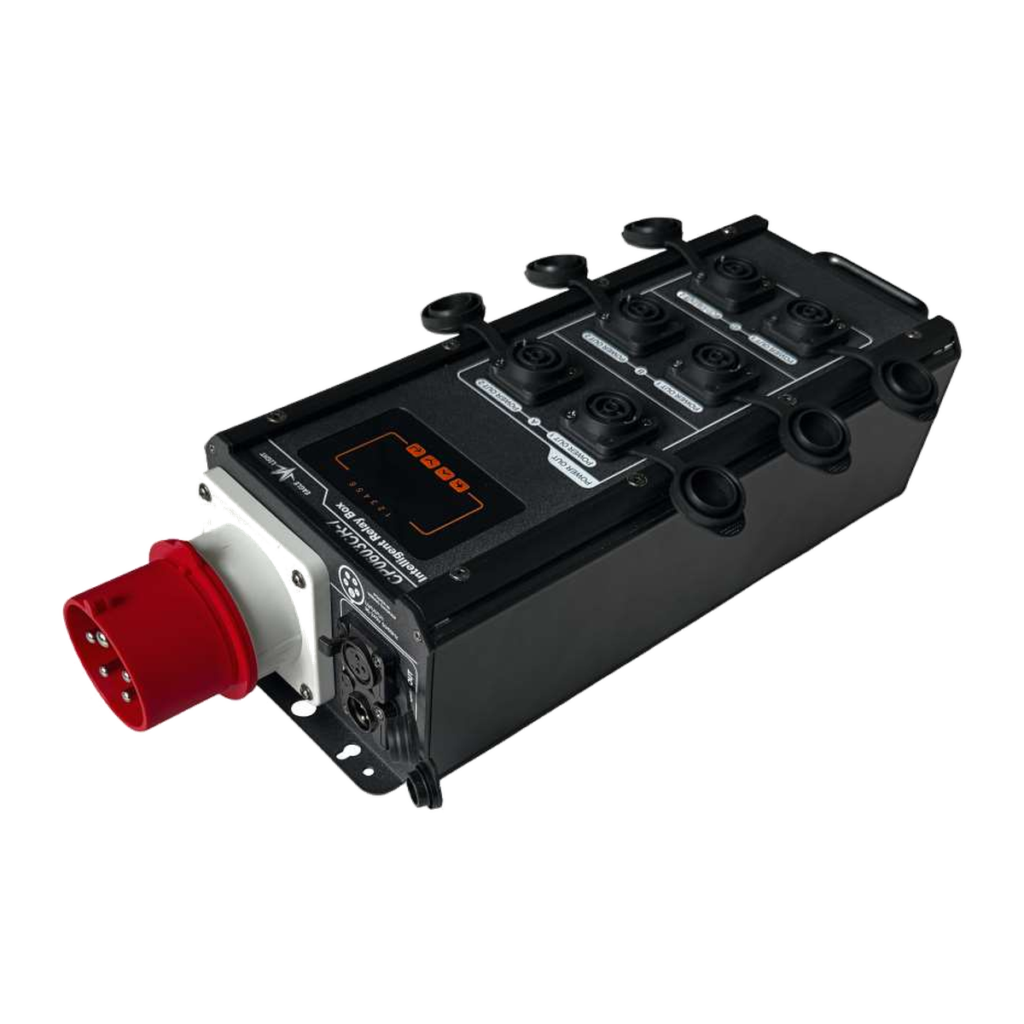 EAGLE LIGHT CP0603CR-7 three-phase DMX512-controlled IP65 power distributor, original manufacturer catalog product view with industrial power connector