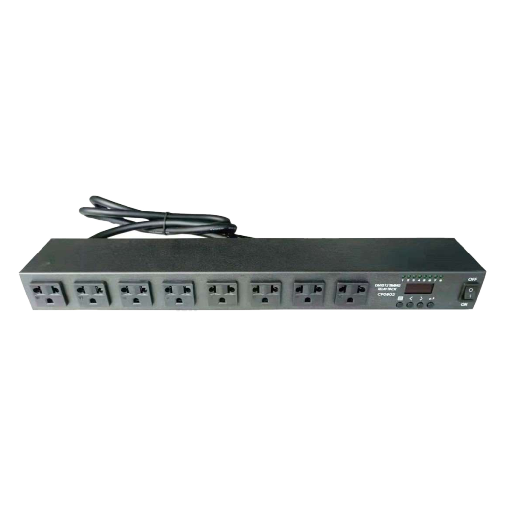 Front view of EAGLE LIGHT CP0802 8-channel intelligent switching power sequencer with american outlets from the original product catalog