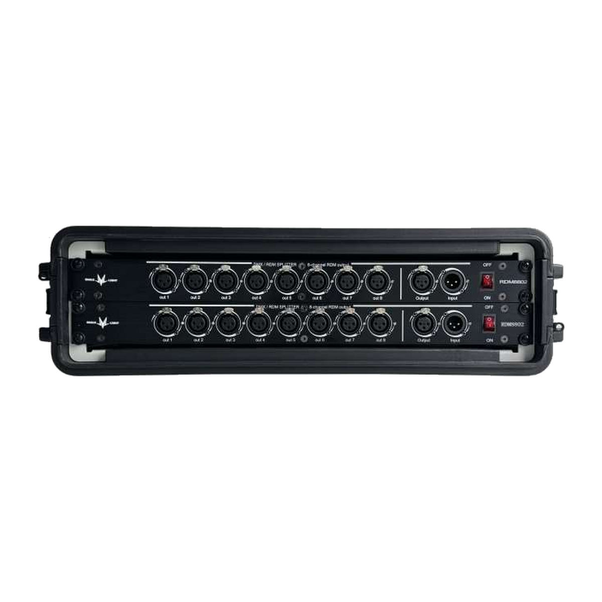 Front signal connection panel view of EAGLE LIGHT CPS02S-2 2U integrated stage lighting control cabinet