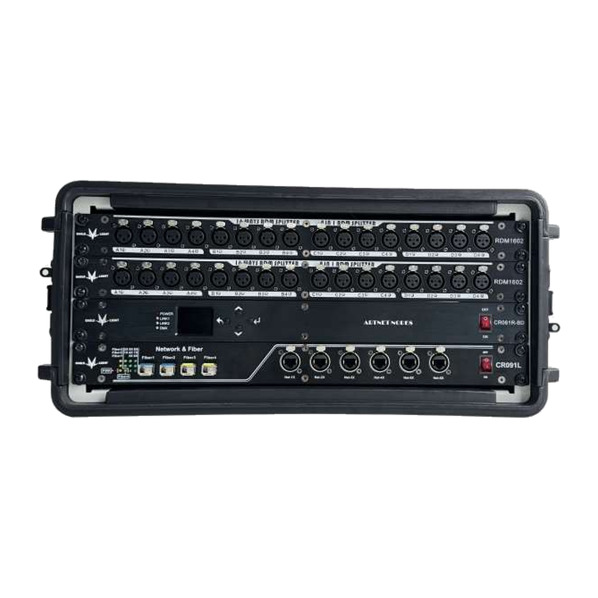 Front signal connection panel view of EAGLE LIGHT CPS04S-1 4U integrated stage lighting control cabinet