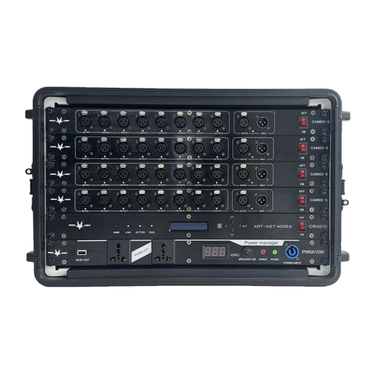 Front signal connection panel view of EAGLE LIGHT CPS06S-1 6U integrated stage lighting control cabinet
