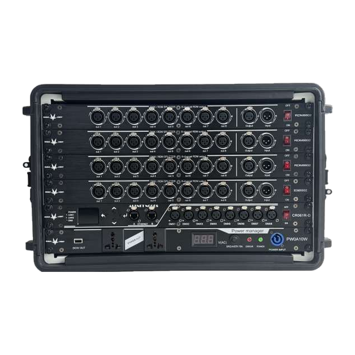 Front signal connection panel view of EAGLE LIGHT CPS06S-2 6U integrated stage lighting control cabinet