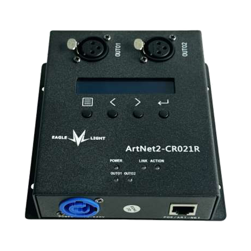 EAGLE LIGHT CR021R 2-Channel Art-Net DMX Network Controller, manufacturer catalog photograph, view 1