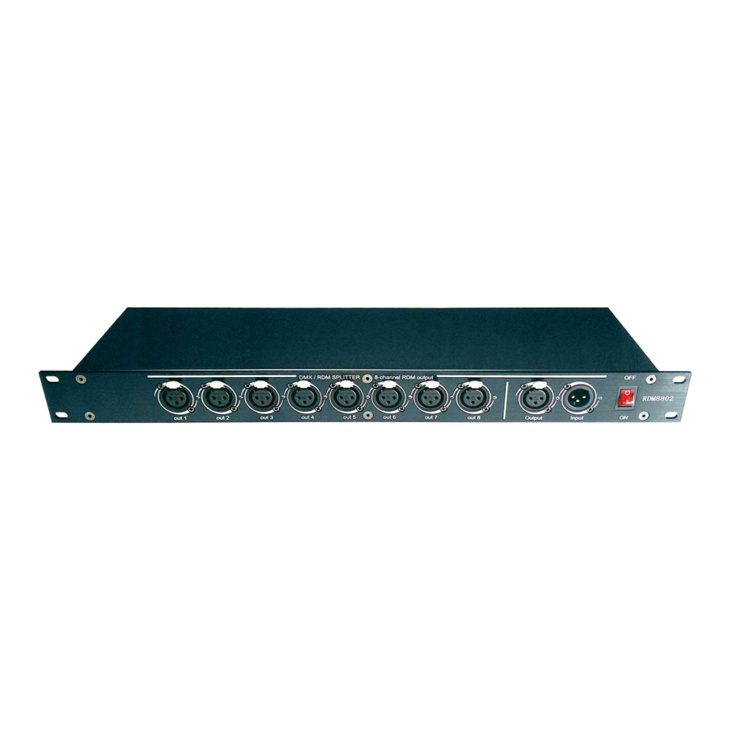 EAGLE LIGHT RDM8802 bidirectional DMX512 and RDM eight-output signal splitter front connection panel