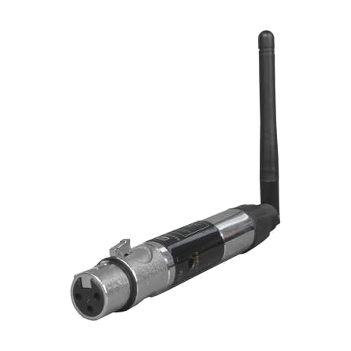 EAGLE LIGHT RF512MINI 2.4 GHz wireless DMX transceiver, female XLR connector and upright antenna, manufacturer catalog photo