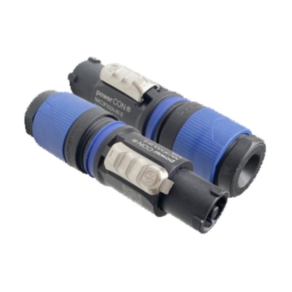 NEUTRIK NAC3FXXA-W-S 20 a blue power twist cable connector, authentic catalogue photograph isolated on a transparent background