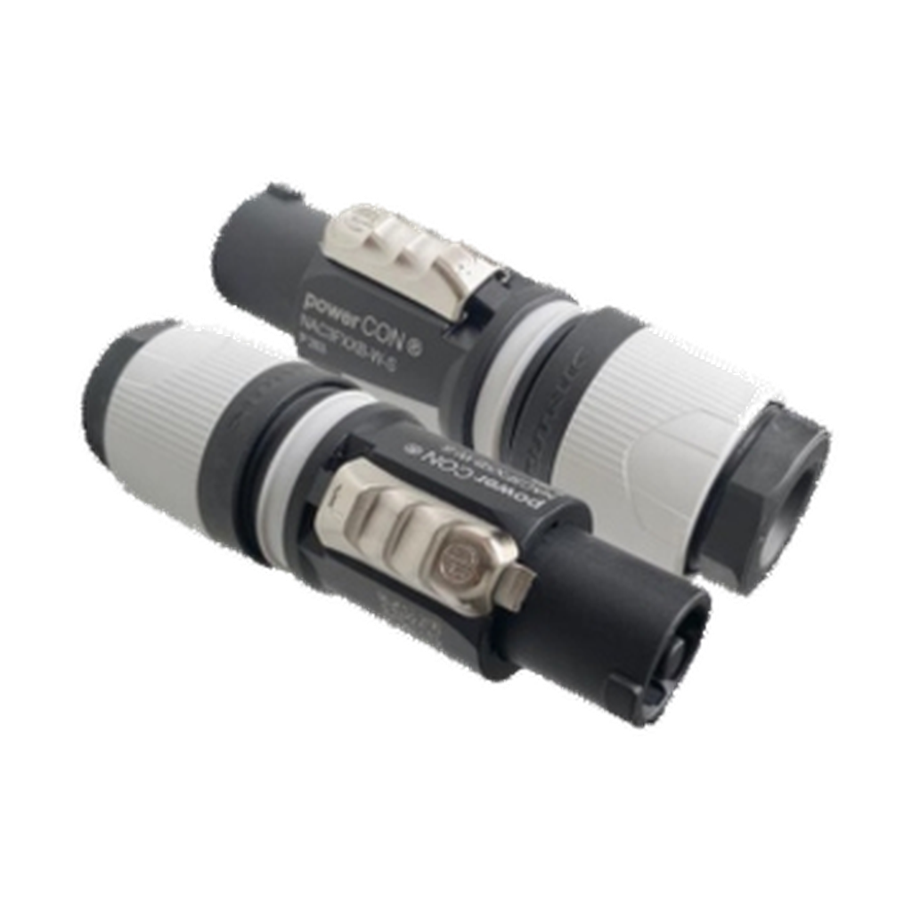NEUTRIK NAC3FXXB-W-S 20 a grey power twist cable connector, authentic catalogue photograph isolated on a transparent background