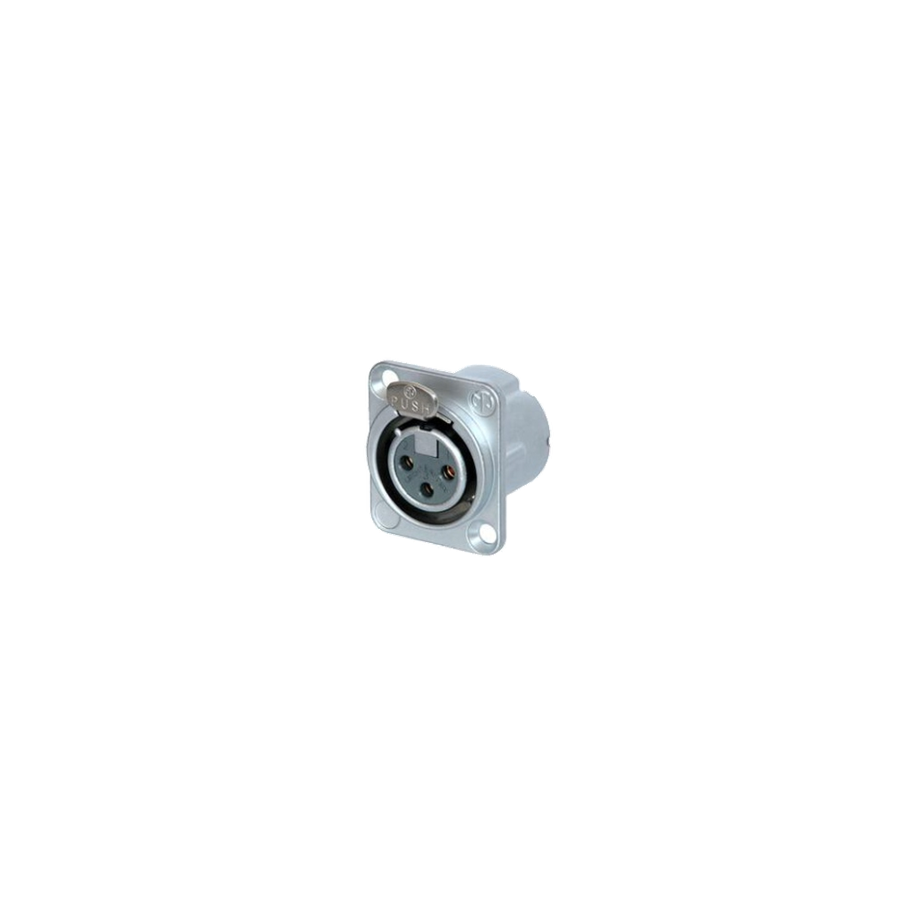 NEUTRIK NC3FD 3-pole female XLR chassis receptacle, supplier catalogue photo with transparent background