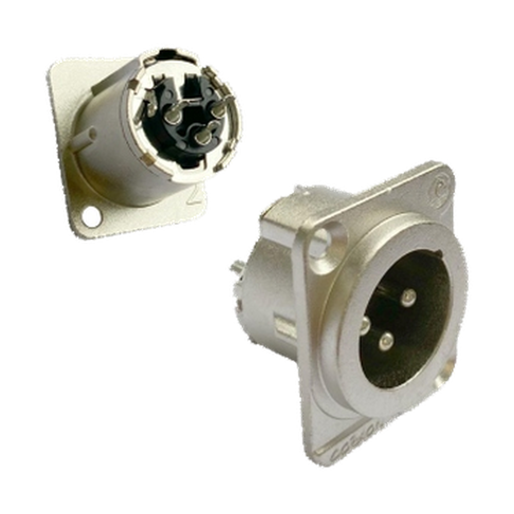 NEUTRIK NC3MD-CO 3-Pole Male XLR Chassis Connector, catalogue product image on transparent background