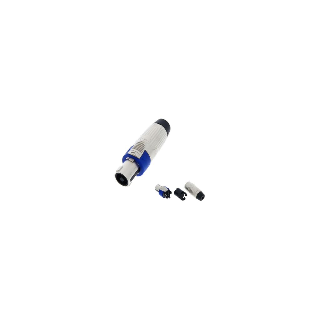NEUTRIK NLT4 FXX 4-pole metal cable connector, isolated genuine April 2026 catalogue photograph on a transparent background