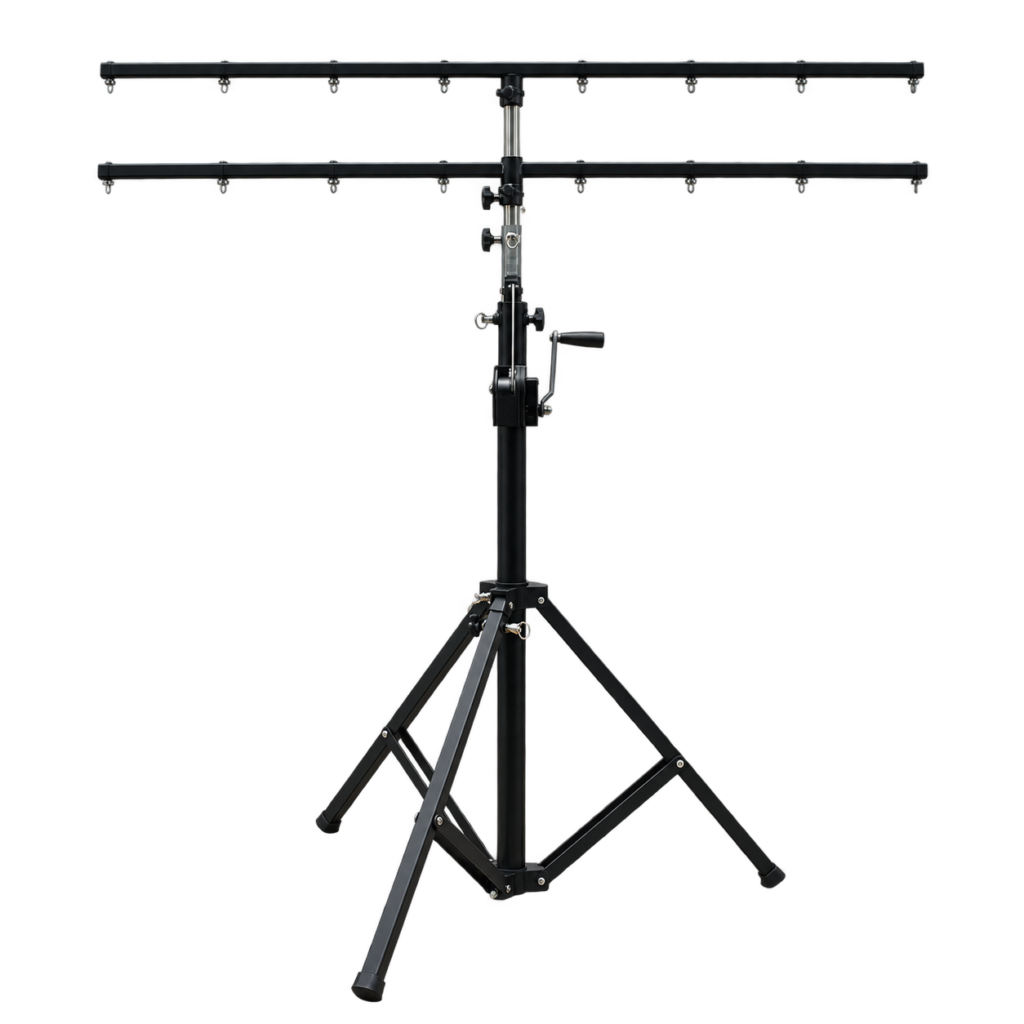 REDJET 4m double-tier hand-crank lighting stand with two horizontal fixture bars
