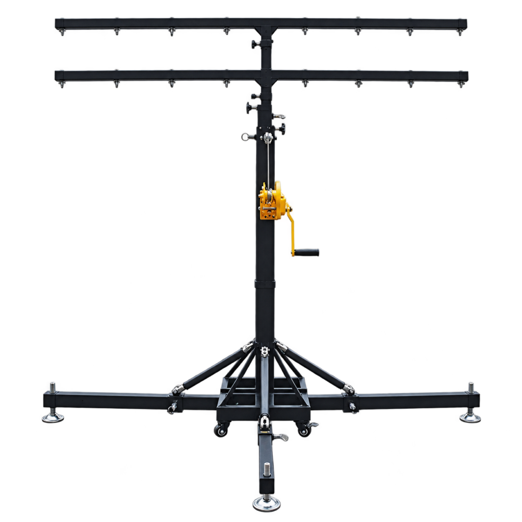 REDJET 4m double-tier telescopic-leg hand-crank lighting stand with two crossbars