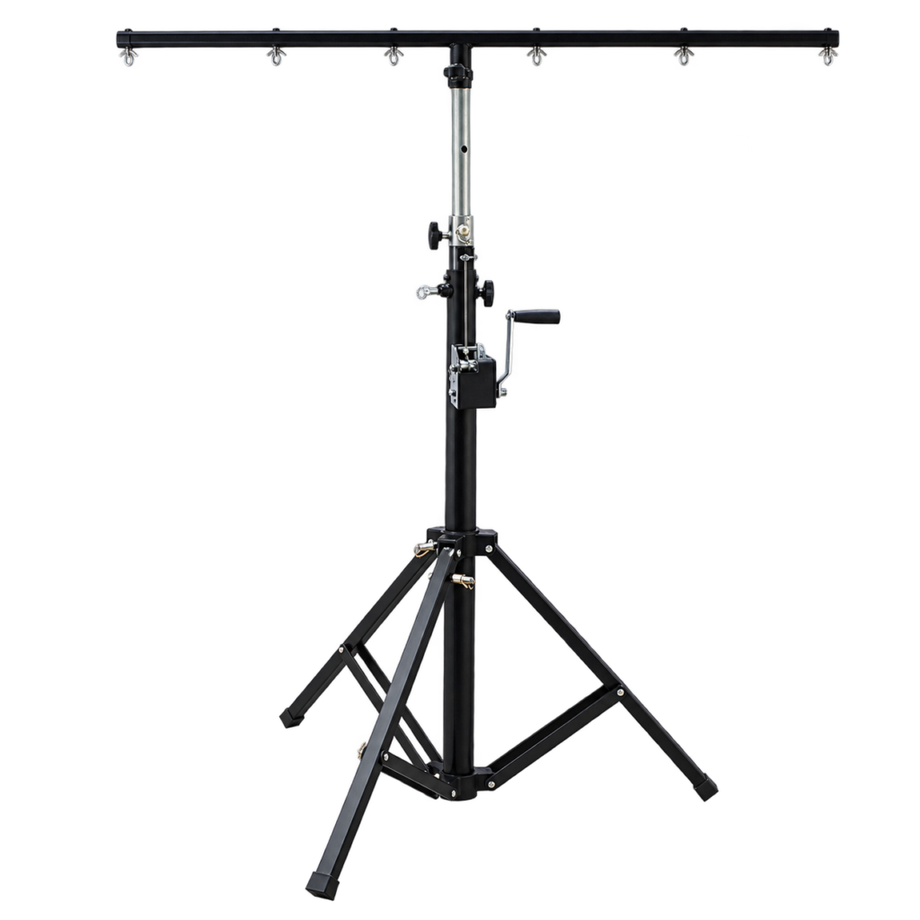 REDJET 4m single-tier hand-crank stand with horizontal lighting bar and tripod legs