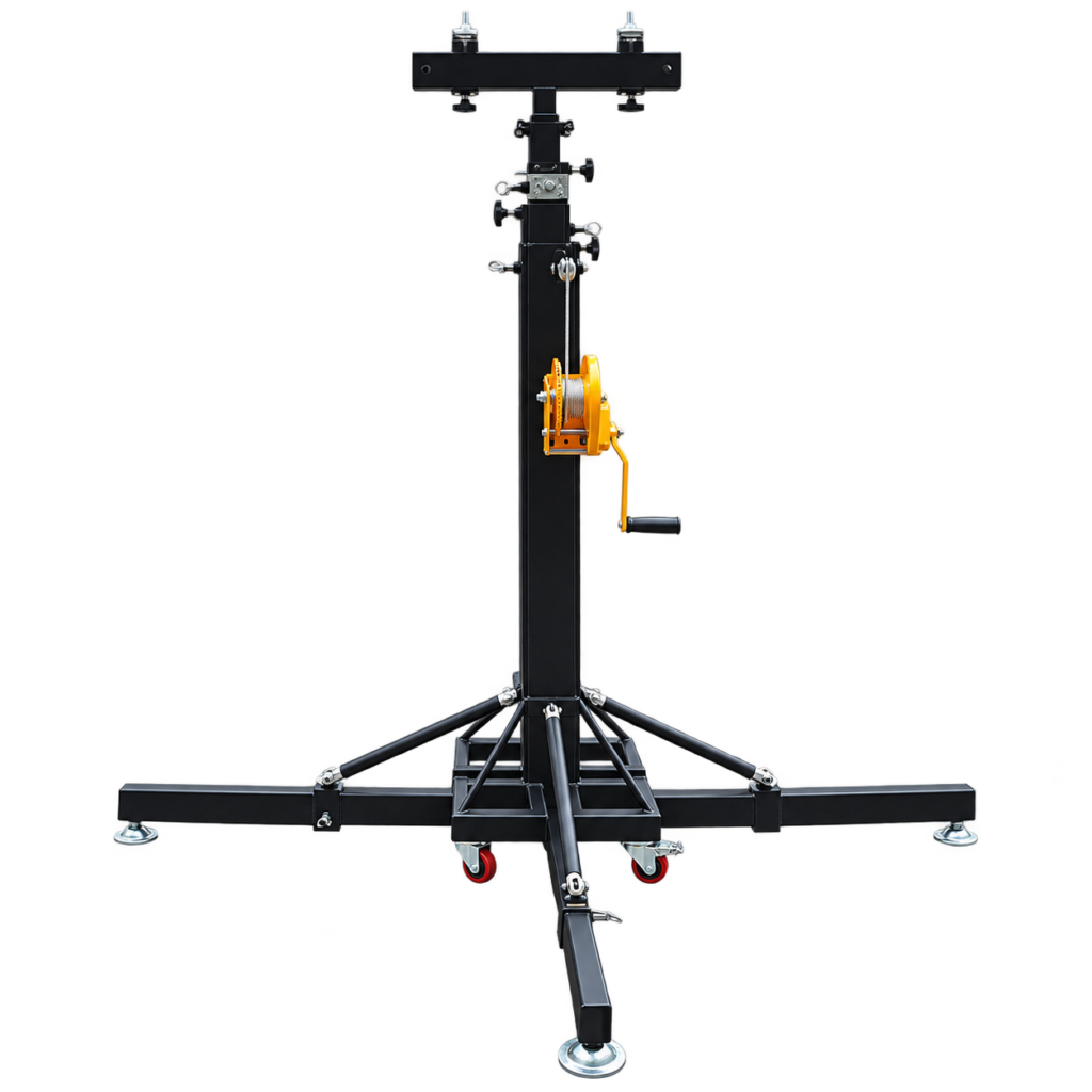 REDJET 5.5m telescopic-leg hand-crank stand with manual winch and support base