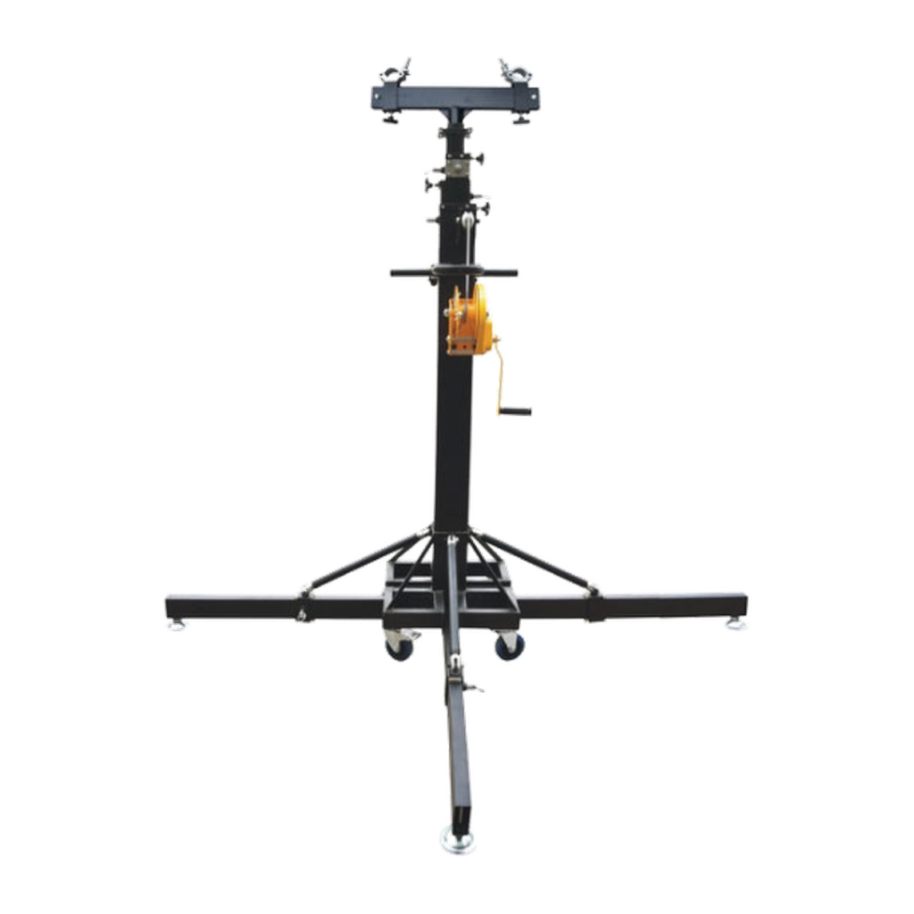 REDJET 5.5m telescopic-leg hand-crank stand with manual winch and support base