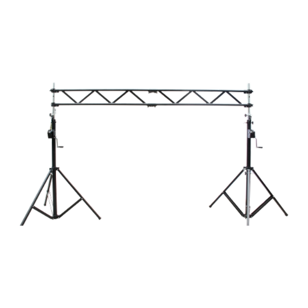REDJET hand-crank support rack shown as two supporting stands with a truss span