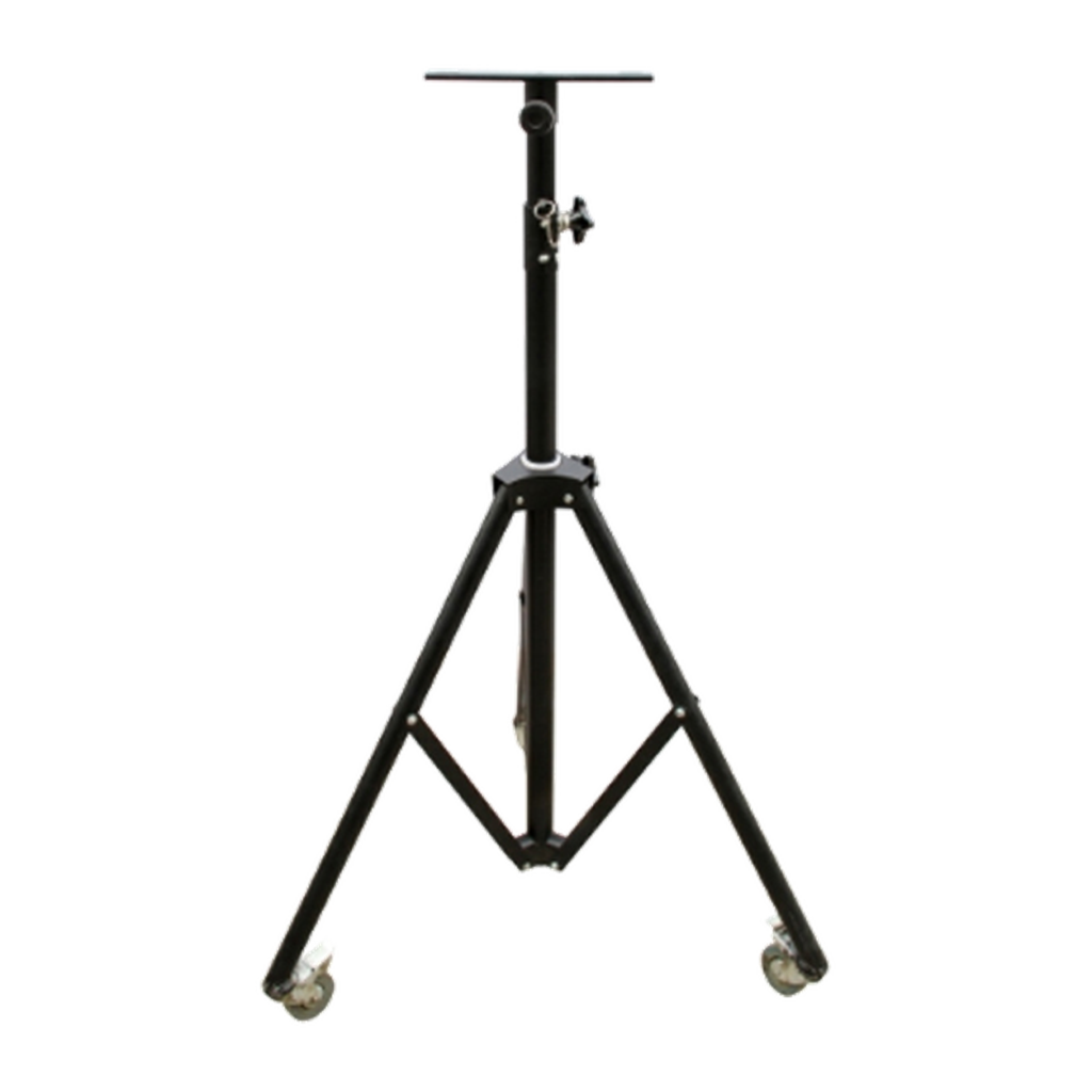 REDJET wheeled followspot mounting stand with caster-equipped tripod base
