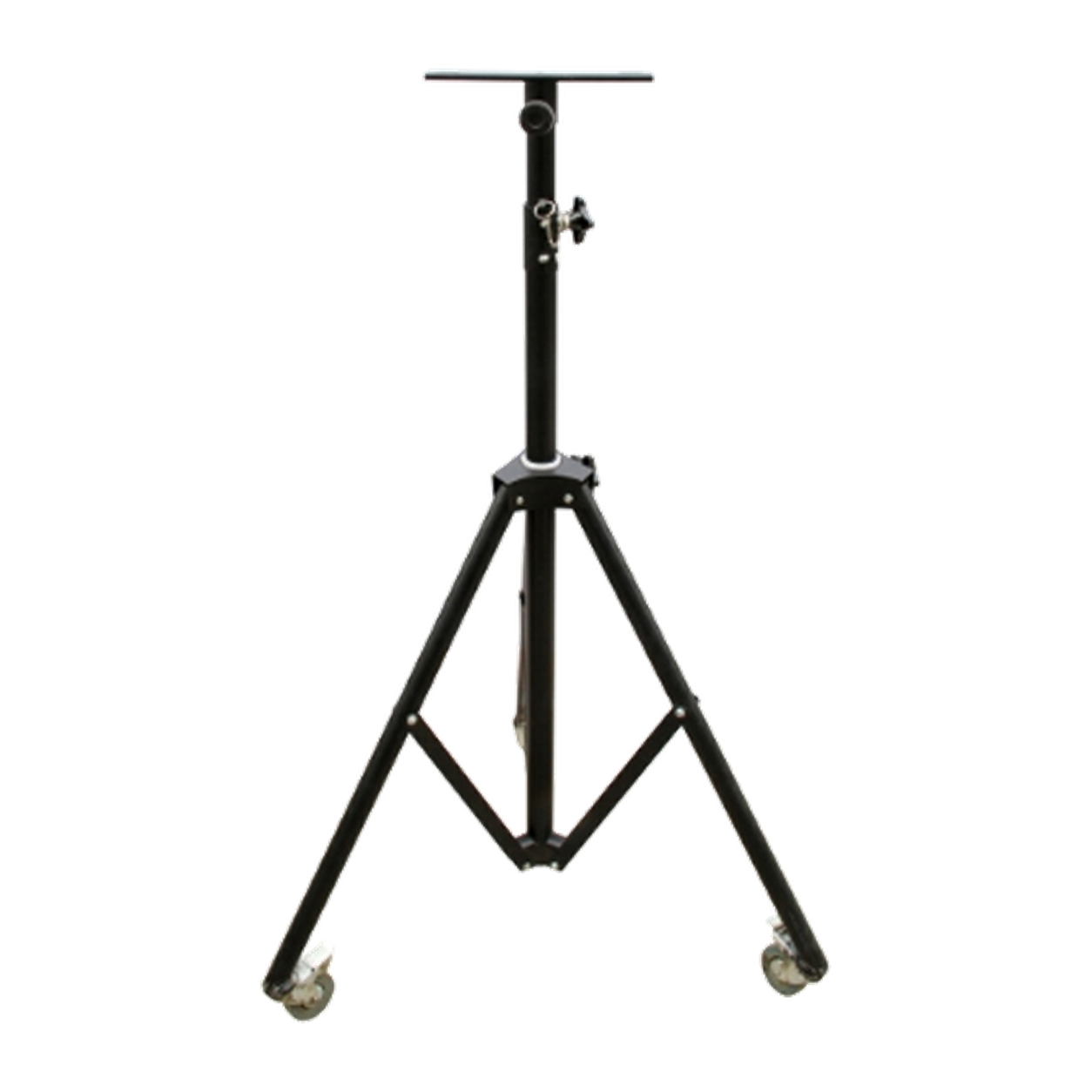 REDJET wheeled followspot mounting stand with caster-equipped tripod base