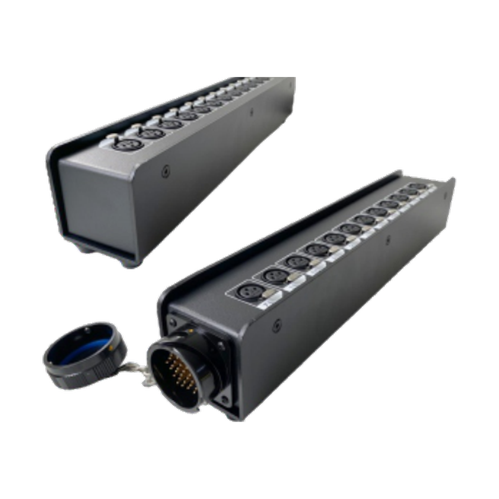 VMCABLE LK037 twelve-way XLR signal breakout box with 37-pole multipin connector and XLR socket panel