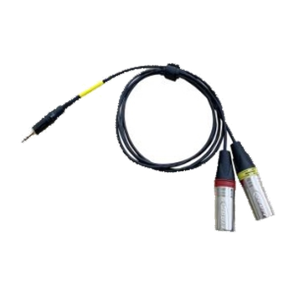 VMCABLE VM-3.5TXLR-1 MM: 1 m CANARE L-2B2AT mini-jack 3.5 mm to dual 3-pole male XLR audio breakout cable, authentic supplier photo on transparent background