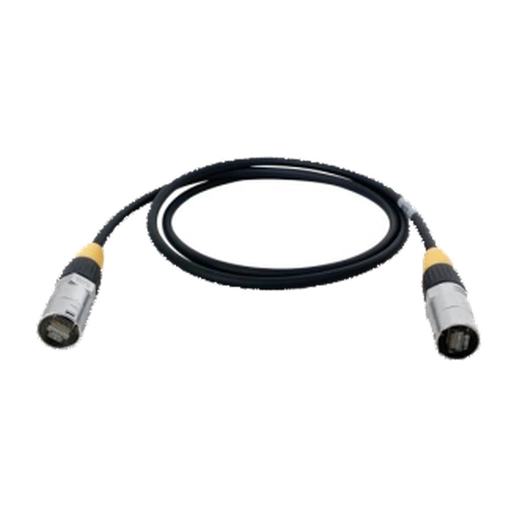 VMCABLE VM-CAT6-1: 1 m CAT6 copper network cable with black PVC jacket and two RJ45 D-format compatible connectors. Authentic catalog photograph on transparent background.