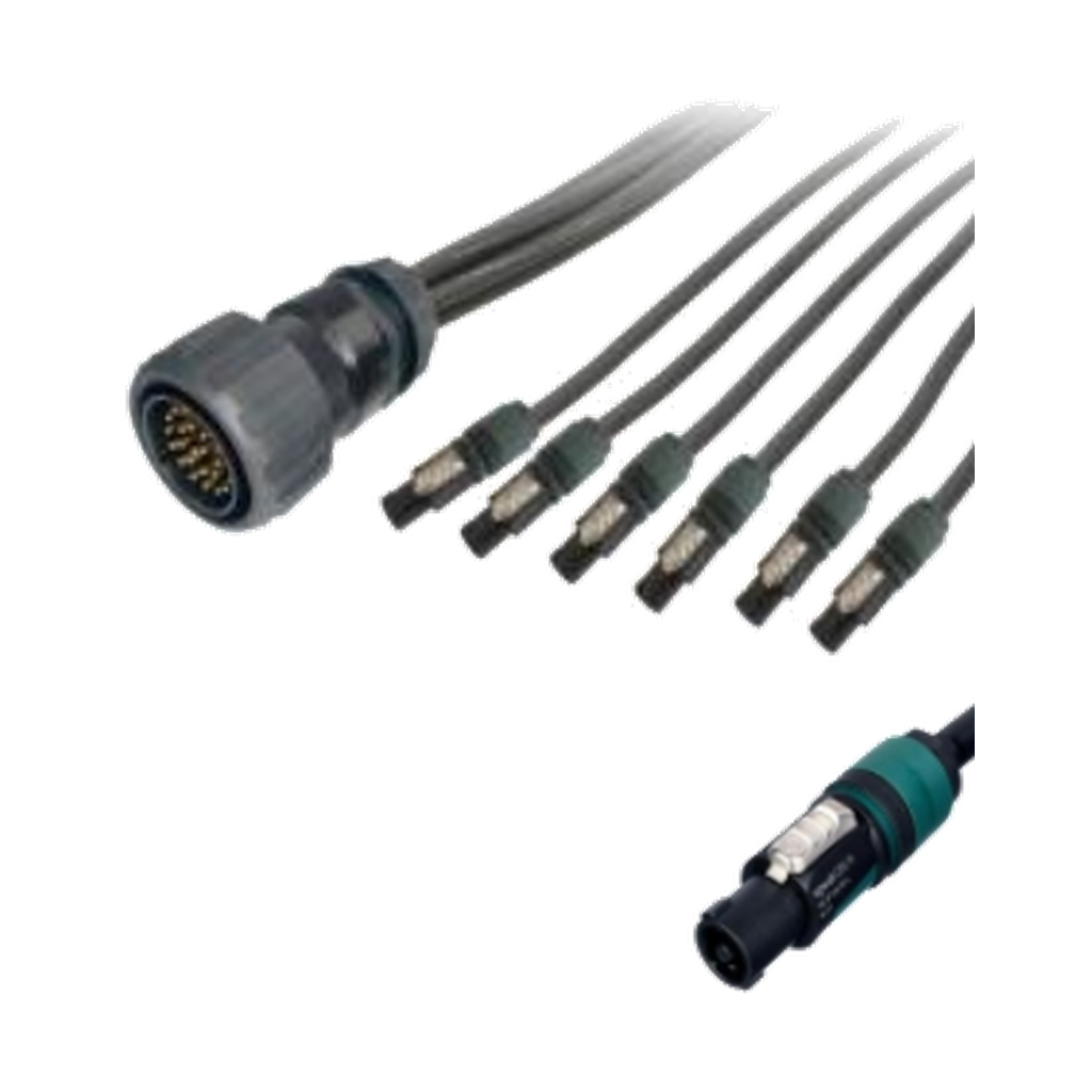 VMCABLE 1 m six-way speaker input fan-out from a 25-pole multipin connector to six four-pole connectors