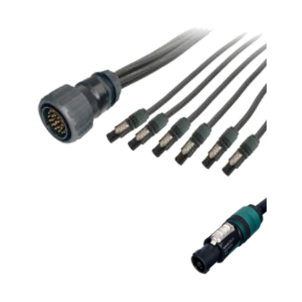 VMCABLE 20 m six-way 25-pole to four-pole speaker input fan-out cable