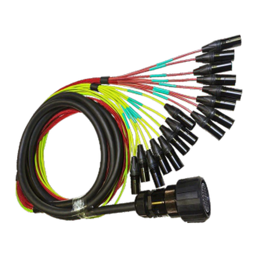 VMCABLE VM-M32/16-6: 6 m 32-pole VM-LK to sixteen Neutrik XLR connectors multicore breakout cable; authentic catalog photograph on a transparent background
