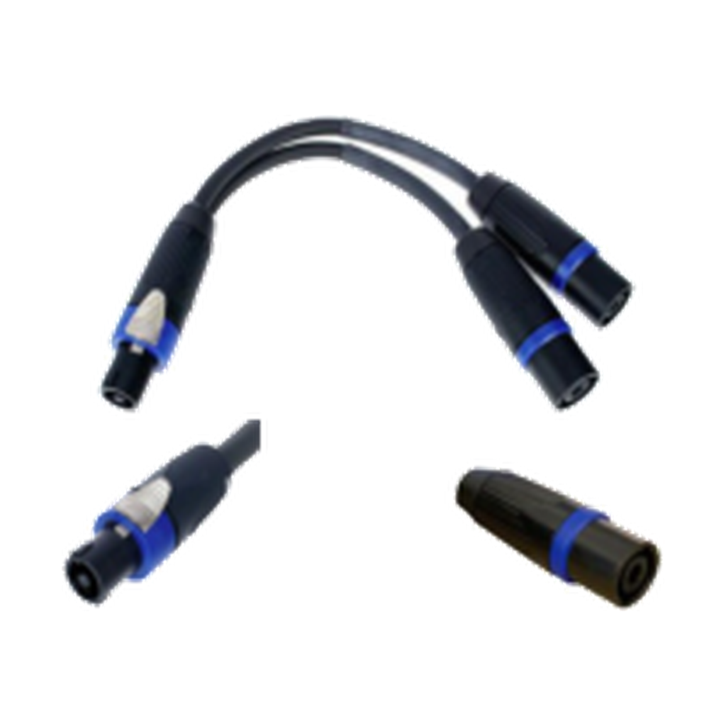 VMCABLE VM-NLT225-0.25 SC, 0.25 m two-way speaker split cable using 2 x 2.5 mm² conductor arrangement; actual manufacturer catalogue photograph on a transparent background