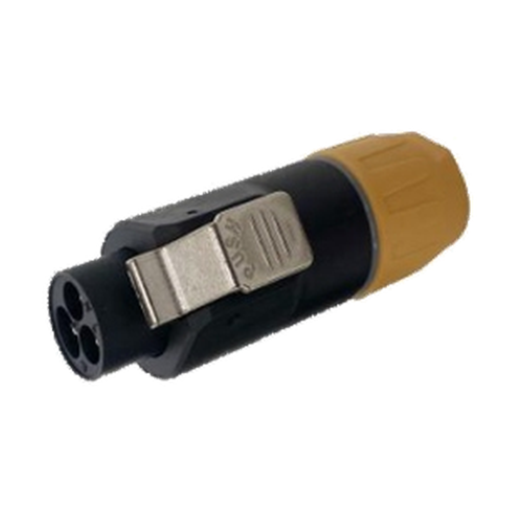VMCABLE VM-PANDA3F-Y yellow three-pole power connector, genuine supplier catalogue image with transparent background
