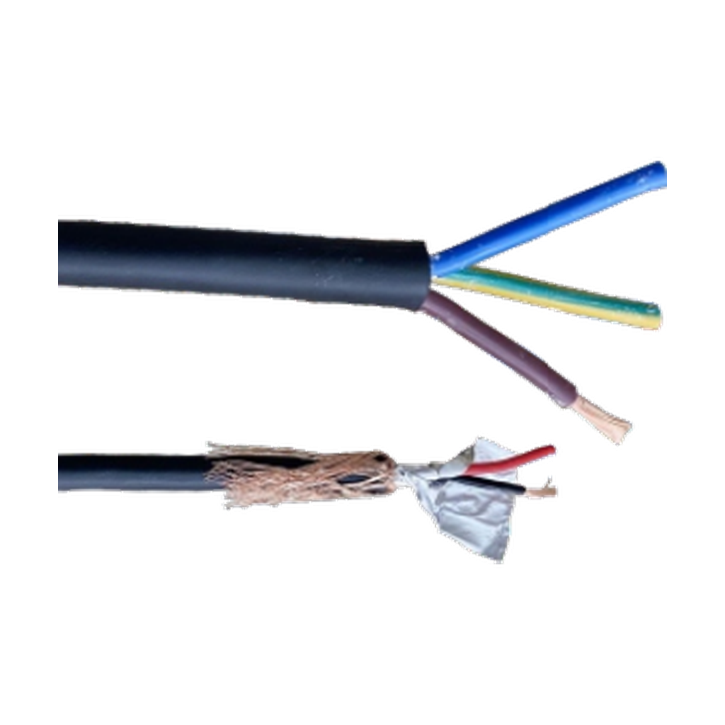VMCABLE VM-RS325L2 hybrid DMX and power loom cable showing power cores and shielded control pair