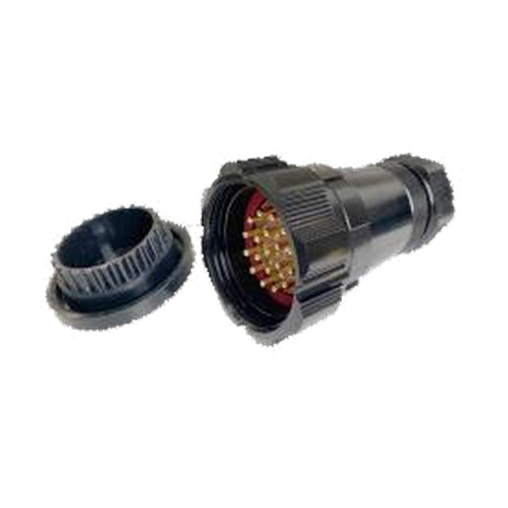 VMCABLE VM-SOCA19-WPM 19-Pole Male Socapex-Compatible Cable Connector, catalogue product image on transparent background