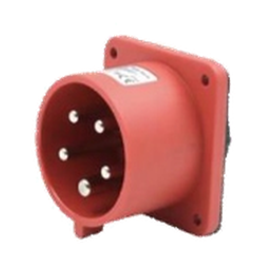 VMCABLE VMP575, 63 a five-pole industrial panel inlet, five-pole red 63 A connector genuine catalogue photo on transparent background