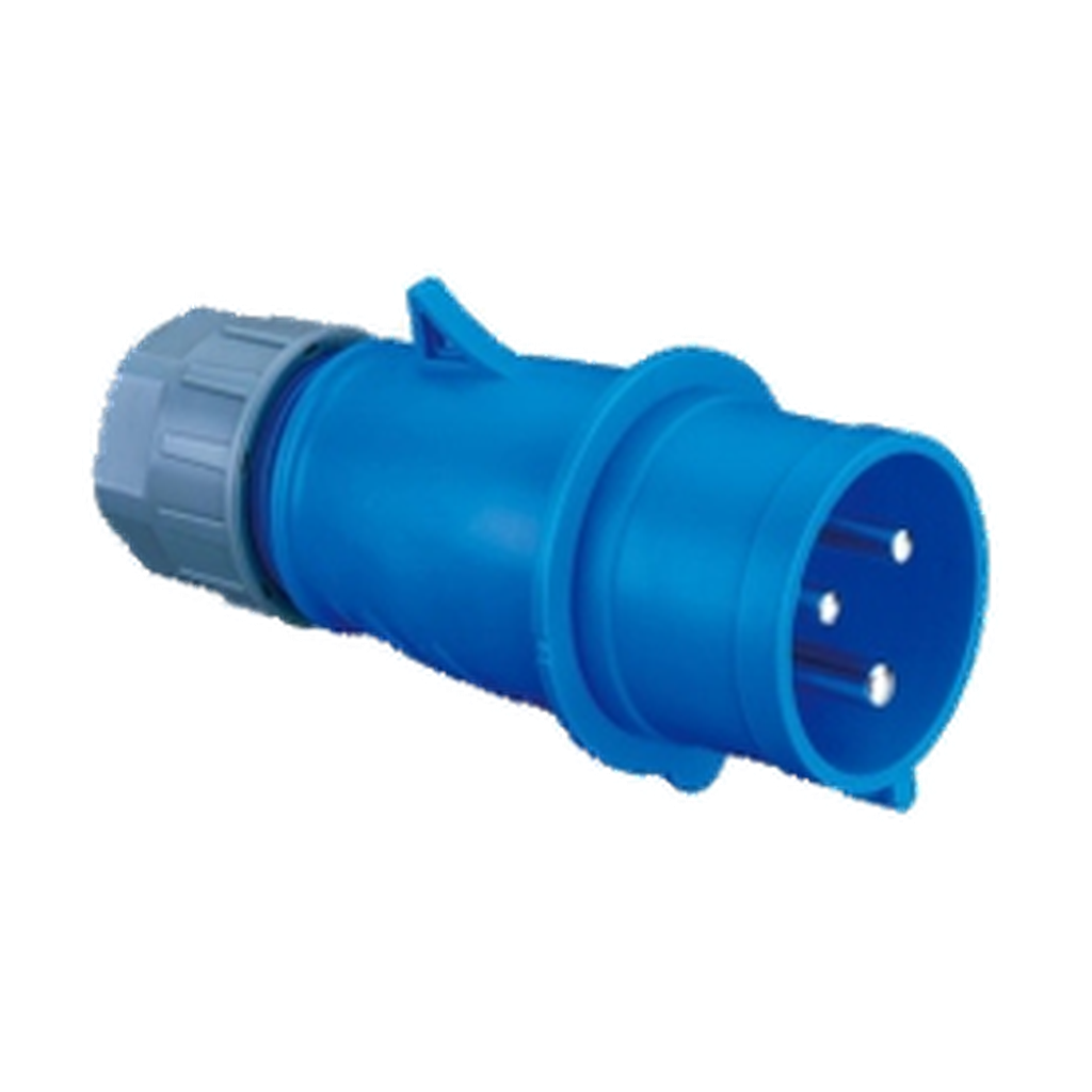 VMCABLE VMPR231, blue three-pole 16 A male cable plug, genuine supplier product photo with transparent background
