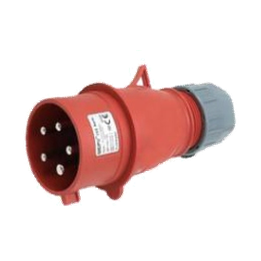 VMCABLE VMPR285, red five-pole 32 A male cable plug, authentic catalogue photo on transparent background
